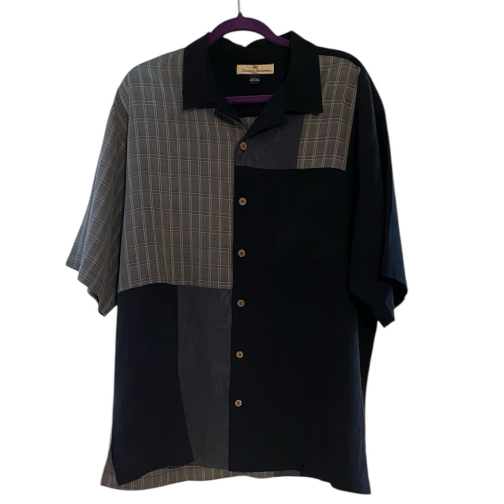 Tommy Bahama‎ Mixed Media Silk Button Down Shirt Men’s Large Tropical Hawaiian
